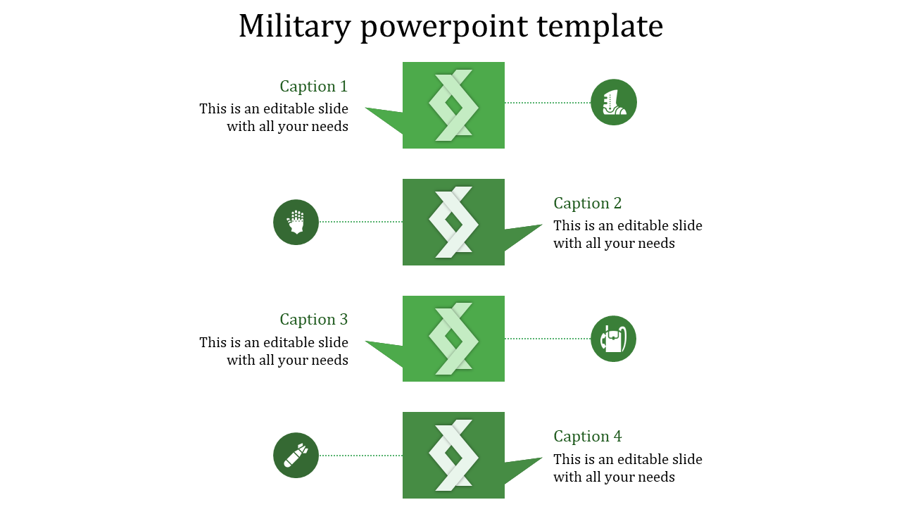 Chain Military PowerPoint Template 4 Green Presentation